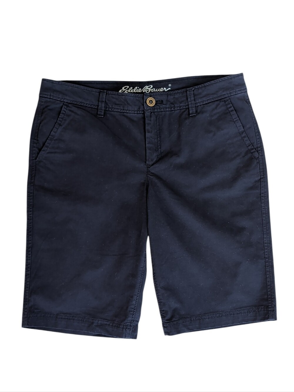 NWT Eddie Bauer Adventurer Stretch Ripstop Bermuda Shorts 10 Dark Navy Blue